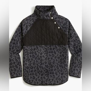 J Crew Quilted Button Neck Sherpa Tunic Jacket